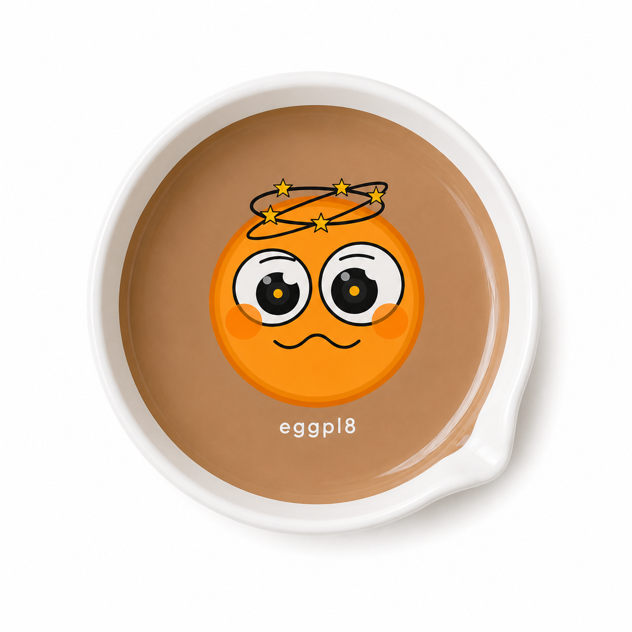 eggpl8 overhead — cracking zone, rim, and pour spout